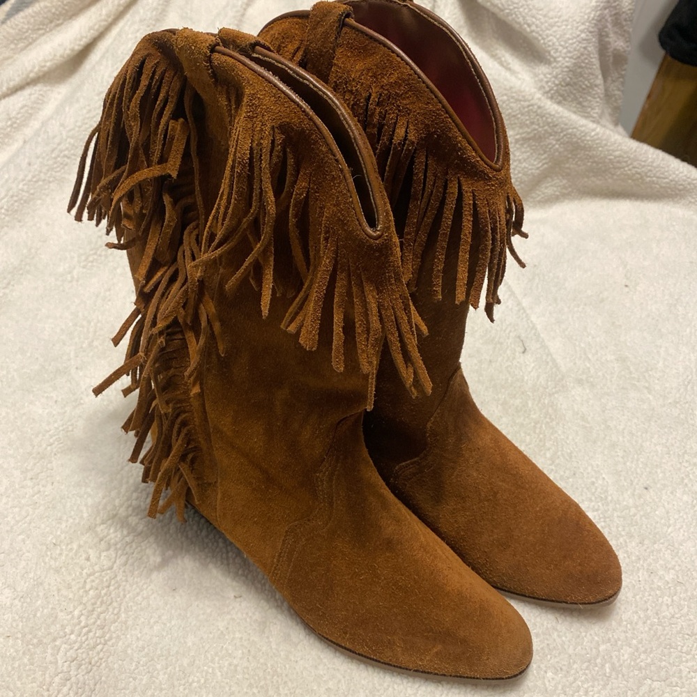Minnetonka Brown Fringed Ankle Boots RARE! VINTAGE! LEATHER!!
